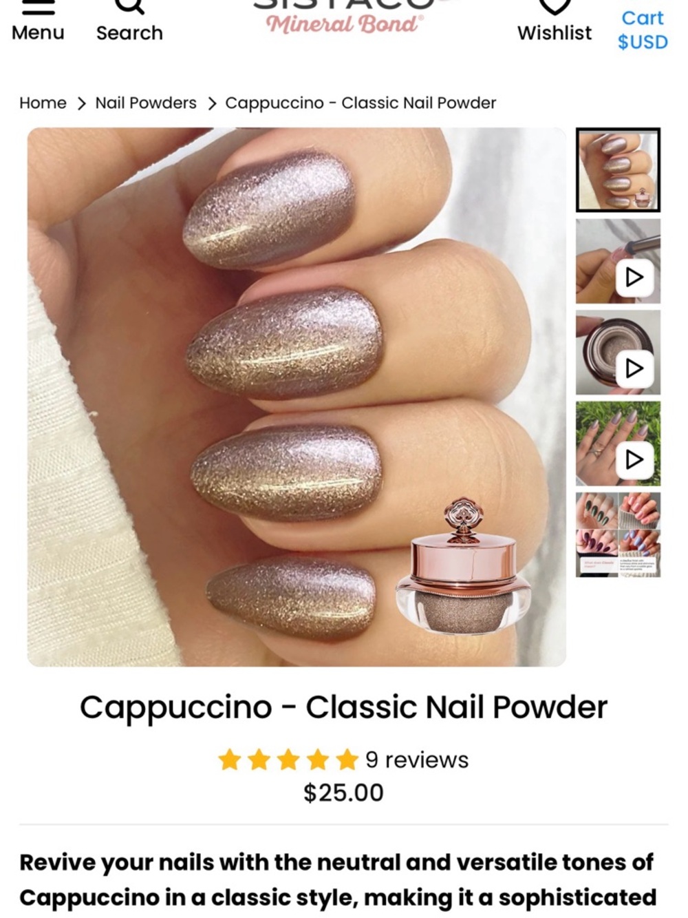 Sistaco Cappuccino Shimmer Nail Powder